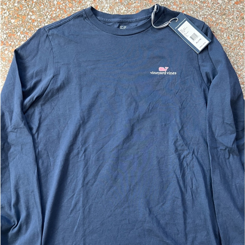 Vineyard Vines T Shirt XL kids 18 long sleeve classic whale logo navy